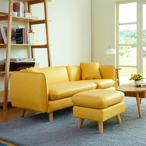 日式小户型简约小型皮沙发单个双人三人北欧办公客厅时尚皮艺沙发