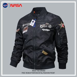 NASA空军ma1飞行员夹克男春秋新款重工刺绣机车棒球服工装外套潮