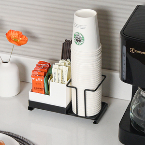 日本一次性纸杯架桌面取杯器饮水机咖啡糖包茶包放水杯子收纳盒
