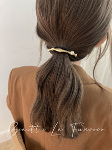 韩国进口简约时尚金属珍珠发圈复古金色发绳皮筋气质扎马尾头绳女