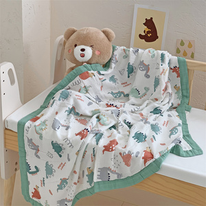 A类儿童纱布毯子4层竹纤维夏季宝宝午睡毯小盖毯薄款幼儿园毛巾被