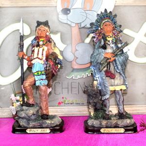 印第安人异域风情树脂工艺品 人物摆件 树脂原始民族摆设装饰品