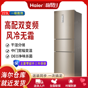 Haier/海尔 BCD-223WDPT 223升215升三门家用无霜宿舍租房电冰箱