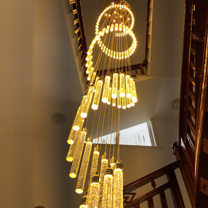 楼梯灯吊灯别墅旋转楼梯间吊灯现代超长楼梯口水晶灯长吊灯斜顶