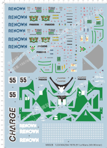 汽车模型 1:24 MFH 787B 马自达(勒芒耐力赛).专用水贴【M002B】