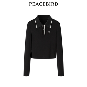 【商场同款】太平鸟女装2023冬季新款撞色POLO领针织衫A1CPD4317