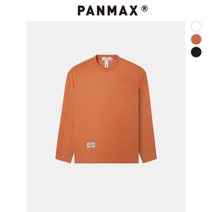 PANMAX潮牌大码男装休闲宽松复古美式加肥加大长袖T恤男DD-TL0804