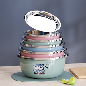 304不锈钢盆子家用加厚和面小汤盆圆盆铁饭盆彩色油盆洗菜盆套盆
