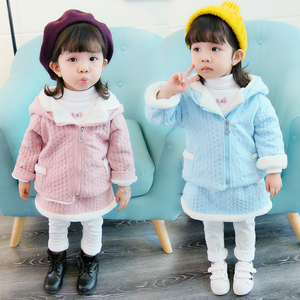宝宝冬装套装女0一1岁女童加绒加厚儿童装两件套保暖婴儿衣服冬季
