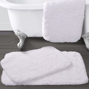 五星级酒店专用纯棉长毛地垫加厚 浴室防滑门垫吸水纯棉白色地巾