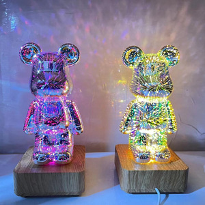 暴力熊流体发光小熊玩具装饰夜灯台灯卧室氛围创意男女生生日礼物