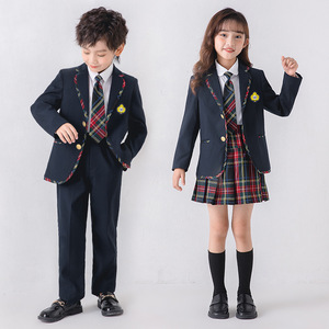 儿童校服西装礼服套装英伦学院风深蓝色小学生班服制服幼儿园园服