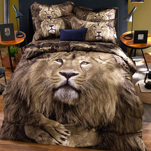 全棉3d个性床单四件套 纯棉立体动物老虎狮子狼1.8米双人被套床品