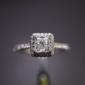 必珠宝 公主方形钻异形戒指 豪华群镶款 钻石女戒 1克拉 GIA