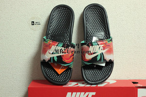 Nike 耐克 Benassi JDI PRINT 黑粉花卉沙滩凉拖鞋女 618919 019