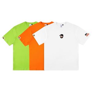 MMLABCREW MR.MAI 戴帽logo白色果绿橘色纯棉刺绣印花圆领短袖T恤