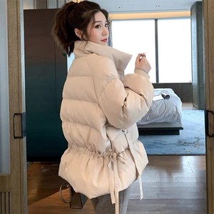 原宿港风加厚面包服女冬季韩版系带收腰ins棉袄小个子短外套上衣