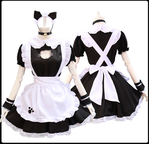 2020新款 cosplay开胸黑色猫女佣女仆装连衣裙日本可爱猫咪连衣裙