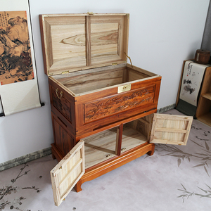 香樟木箱子收藏字画防蛀嫁妆箱多种雕刻图案三件套组合款厂家直销