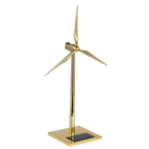 金属太阳能风机模型风车旋转摆件风力发电机模型发电风车模型玩具