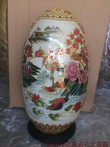 潮州陶瓷送礼落地大花瓶家居摆设18寸46厘米蛋 花开富贵 仿古手彩