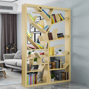 美式创意树形书架实木落地客厅艺术屏风隔断置物架免打孔展示架柜