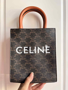 【现货】Celine 老花mini tote手提包竖版凯旋门帆布迷你斜挎包女