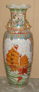 潮州陶瓷落地大花瓶 陶瓷小花瓶荷口双凤一帆风顺 福禄寿36寸42寸