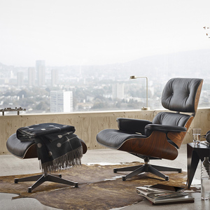 伊姆斯躺椅设计师eames单人沙发椅家用简约真皮艺术休闲椅子ins