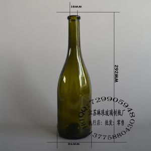 750ML 出口 大肚 反口 玻璃墨绿色 葡萄酒瓶 红酒瓶 空瓶