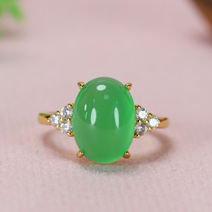 天然绿玛瑙玉髓戒指满天星款时尚镶嵌气质女士玉戒指饰品原创设计