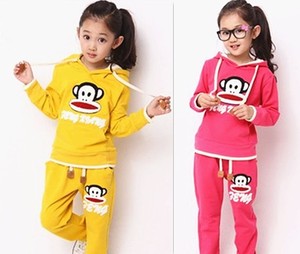 童装 女童春季2018潮新款韩版大嘴猴运动套装中大童儿童套装包邮