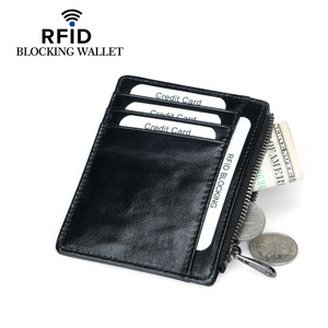 RFID真皮防磁轻薄小卡包8个卡位 牛皮男士卡包钱包一体可放驾驶证