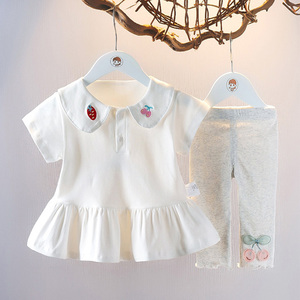 女宝宝套装婴儿纯棉童装儿童短袖上衣洋气衣服夏装一岁女童两件套