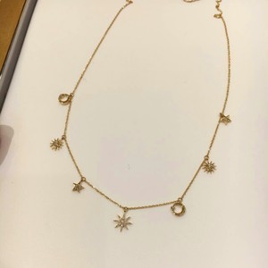 日本代购可Star Jewelry18K金钻石星星月亮太阳项链