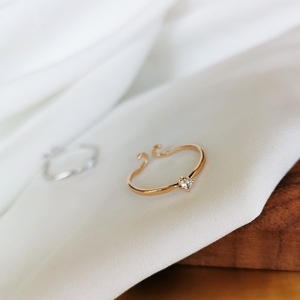 韩国网红金箍设计18K镀金指环韩版锆石开口可调节尾戒关节戒指女