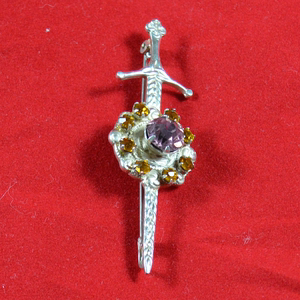 西洋古董胸针 纯银手工 欧洲全球购 首饰收藏 宝剑形状样式 男女