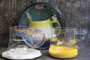 星巴克2017中秋镜花水月梦幻月球玻璃杯碟立体造型玉兔马克杯礼盒