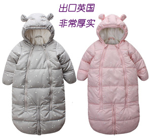 婴儿衣服哈衣外出服新生儿保暖睡袋宝宝爬服冬季连体衣加厚外套