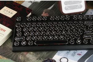 蒸汽朋克世家复古机械键盘108 个性定制金属圆形打字机键帽樱桃轴