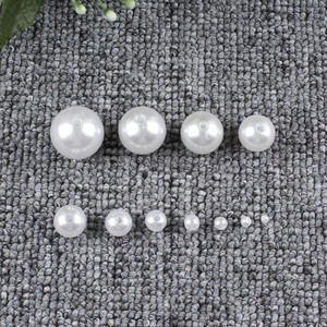 DIY手工材料3-20mm双孔圆珠子 纯白色 串珠饰品配件abs仿珍珠散珠