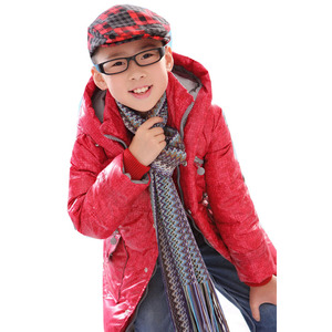儿童羽绒服男童中长款连帽童装韩版青少年中小童红色加厚外套时尚