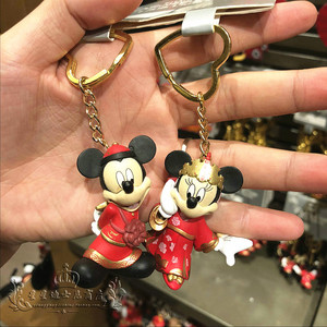 上海迪士尼国内代购 米奇米妮中式婚礼卡通包包挂件钥匙扣 礼品