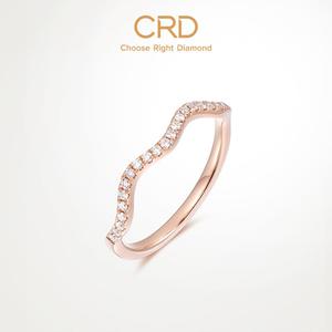 CRD克徕帝18K金戒指玫瑰金钻戒时尚钻石戒指求婚正品送礼