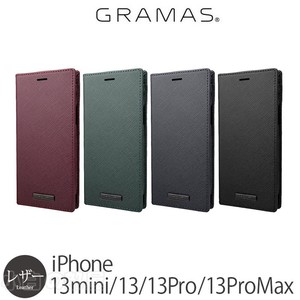 日本正版GRAMAS超薄皮革翻盖适用iPhone13/Pro/Max/mini手机壳