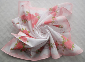 日本制 Renoma和风UV配合全棉手帕手绢送老婆女朋友58184手绘玫瑰