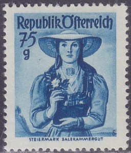 1489奥地利1948年萨尔茨卡默古特山区.施蒂里亚服饰新1枚(贴)
