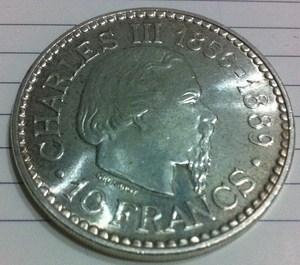 摩纳哥 1966年 10法郎 查理三世登基100周年 纪念银币-1