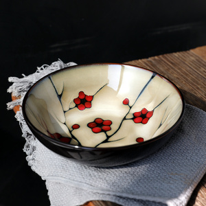 日式和风手绘梅花陶瓷餐具 小炒菜盘子 面碗汤碗 釉下彩创意