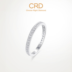 CRD克徕帝白18K金女戒钻石戒指结婚订婚女士钻戒简约排戒条戒正品